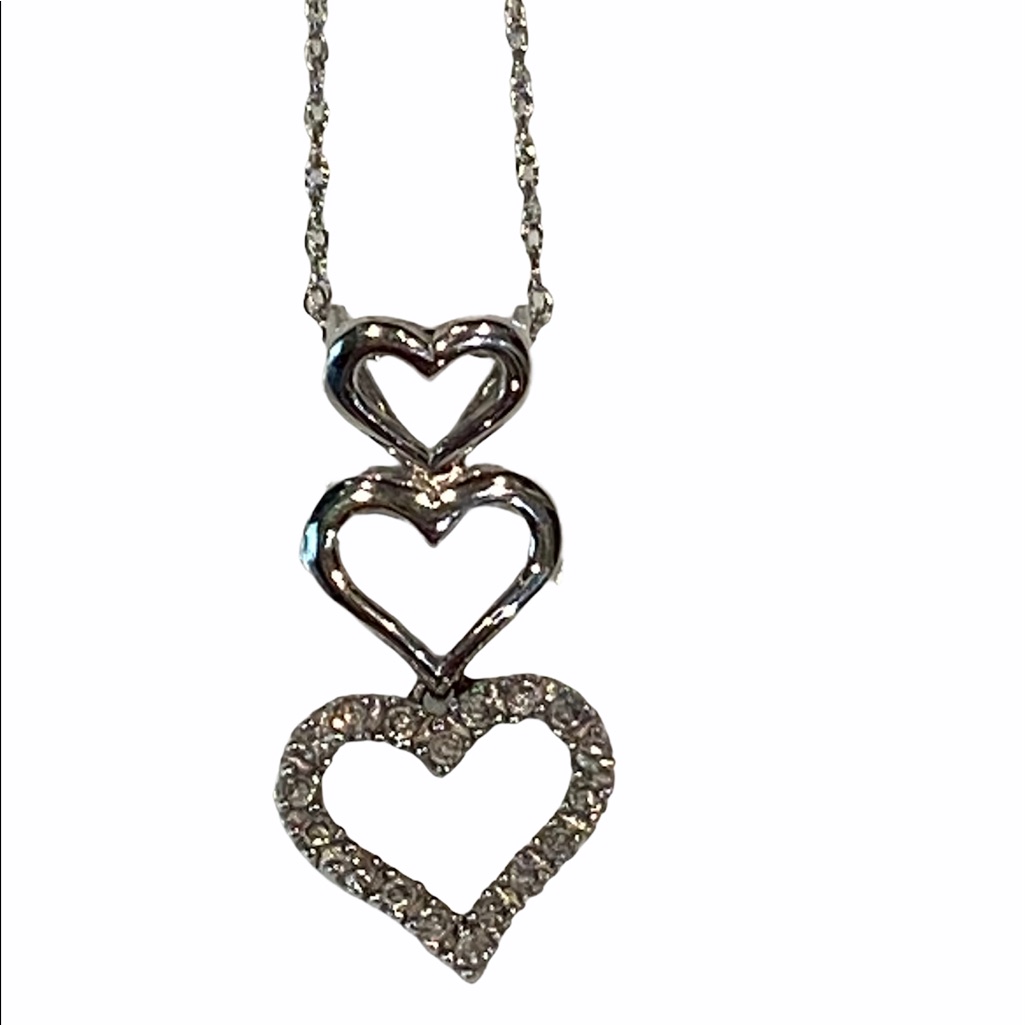 Connected Hearts White Gold And Diamonds Pendant